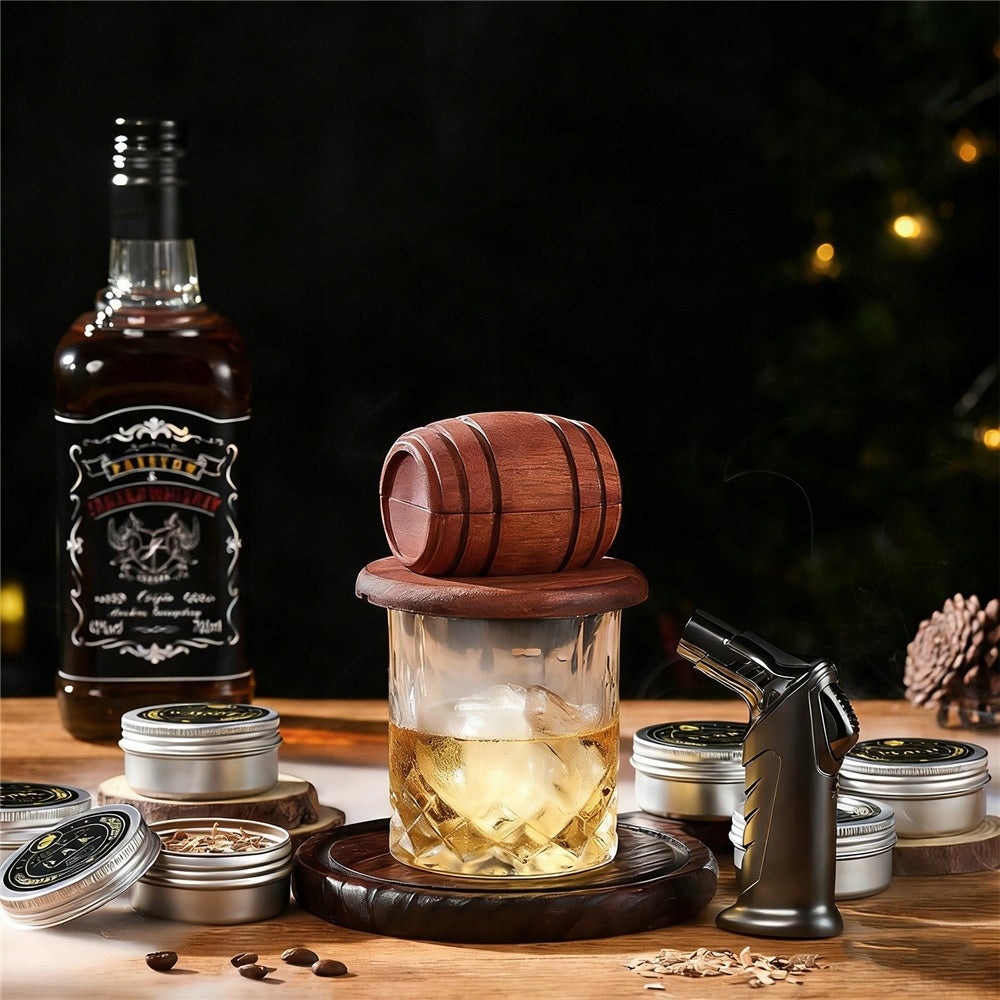 SMOKING WHISKEY GIFT SET 6 SNOT 2 GLASS WOOD 30X27CM Manufacturer code ZESTAW DO PALENIA WHISKY