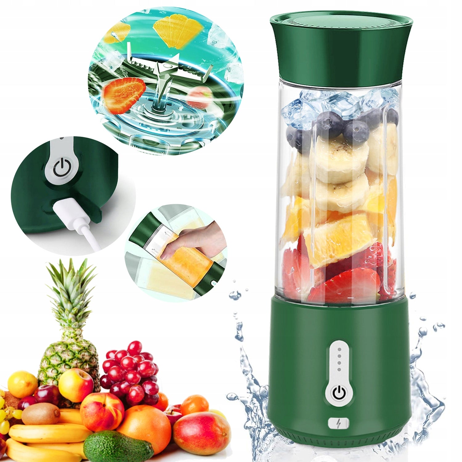 SMOOTHIES BLENDER PORTABLE ELECTRIC CORDLESS SHAKES BOTTLES TRAVEL USB500ML