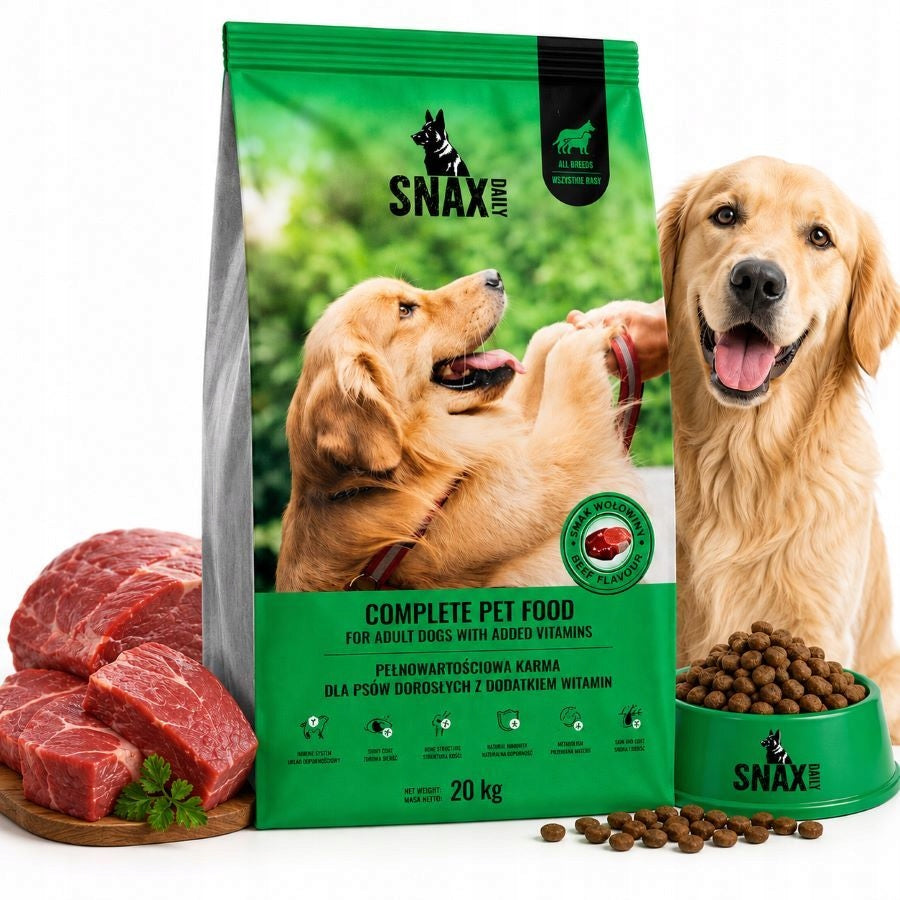 SNAX DAILY COMPLETE food for adult dogs BEEF 20 kg