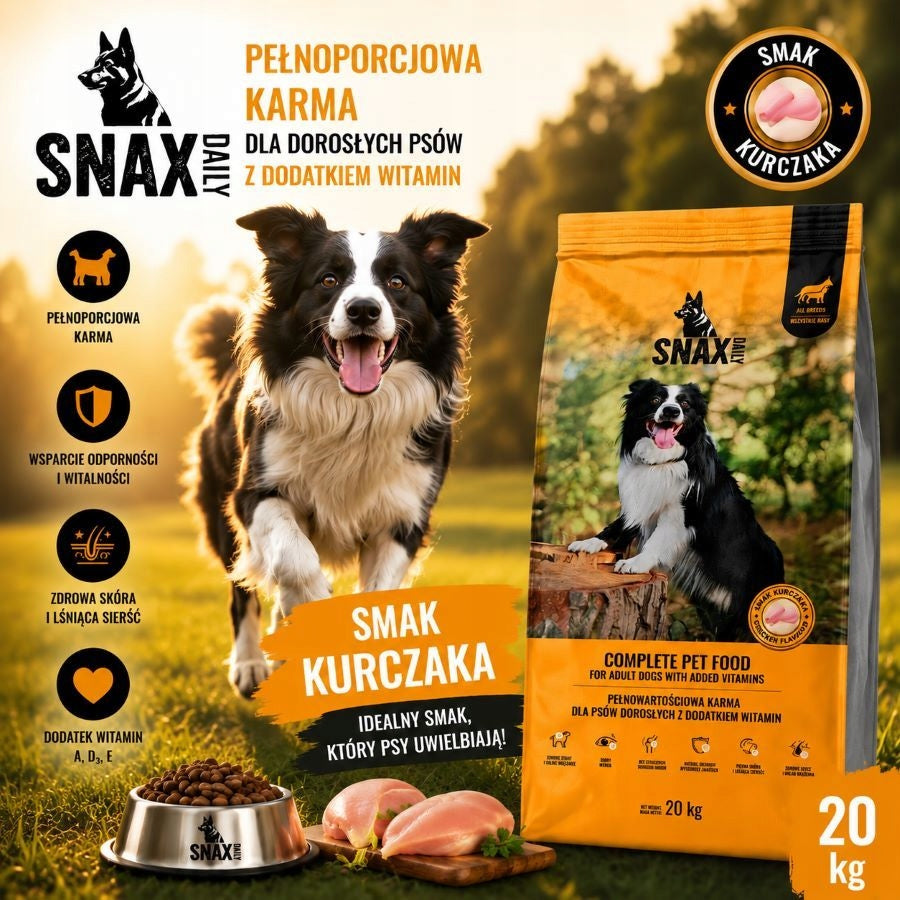 SNAX DAILY Complete food for adult dogs CHICKEN 20 kg Brand SNAX DAILY