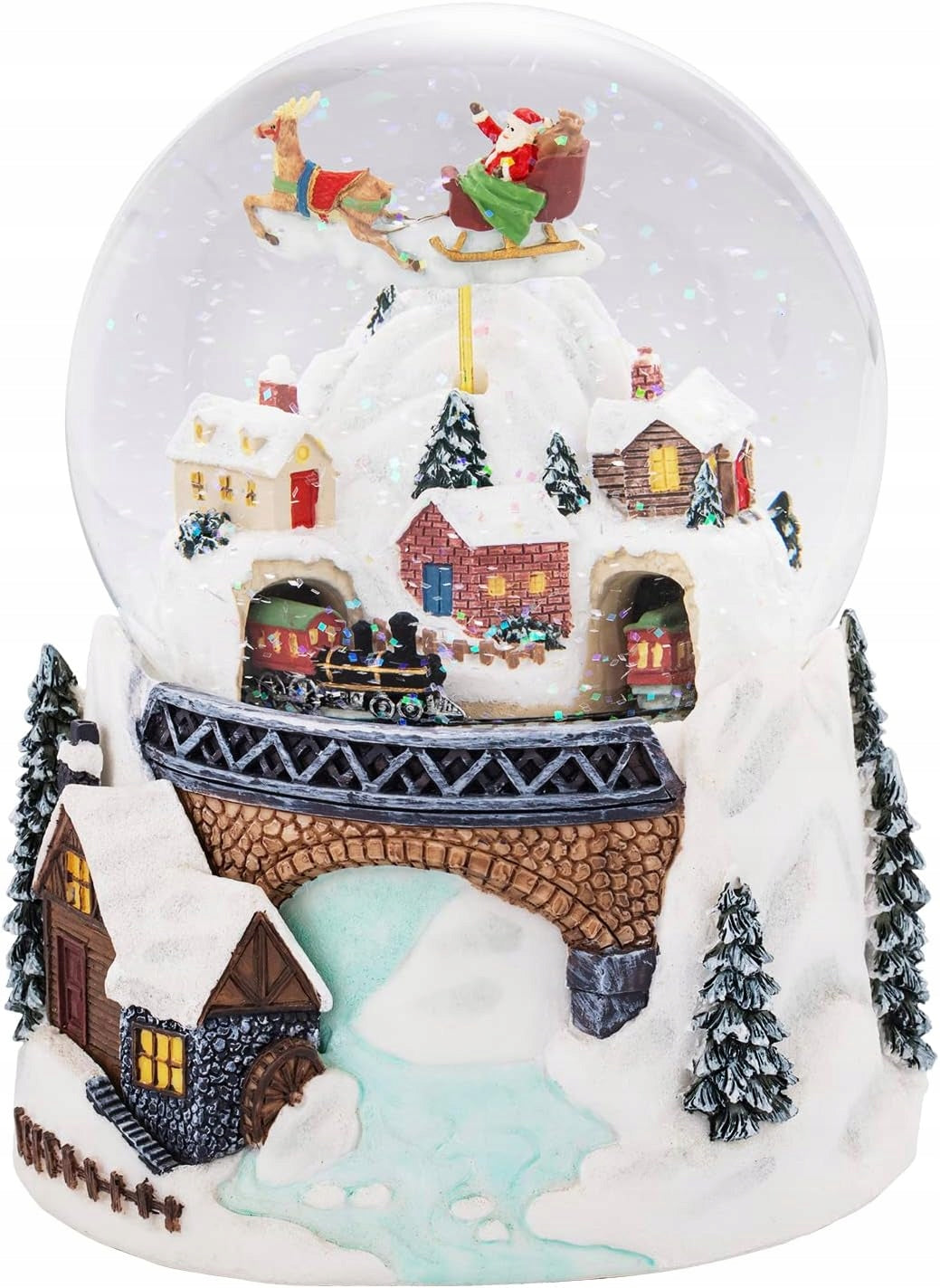 SNOW BALL WITH SANTA CLAUS CHRISTMAS MUSIC BOX LED WITH ROTATING TRAIN Brand no brand