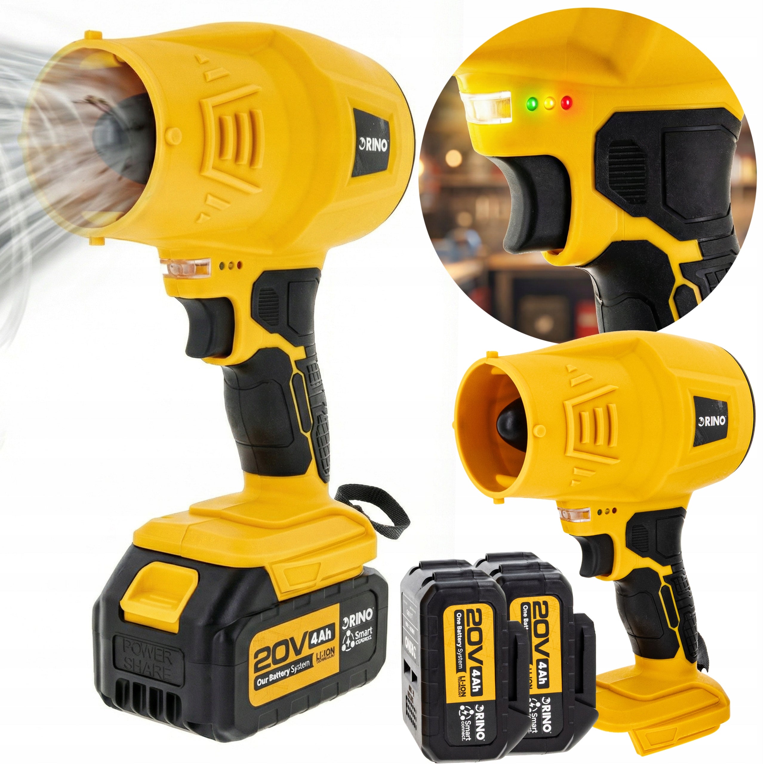 SNOW LEAF BLOWER RECHARGEABLE 2x BATTERY RINO COMPRESSED AIR
