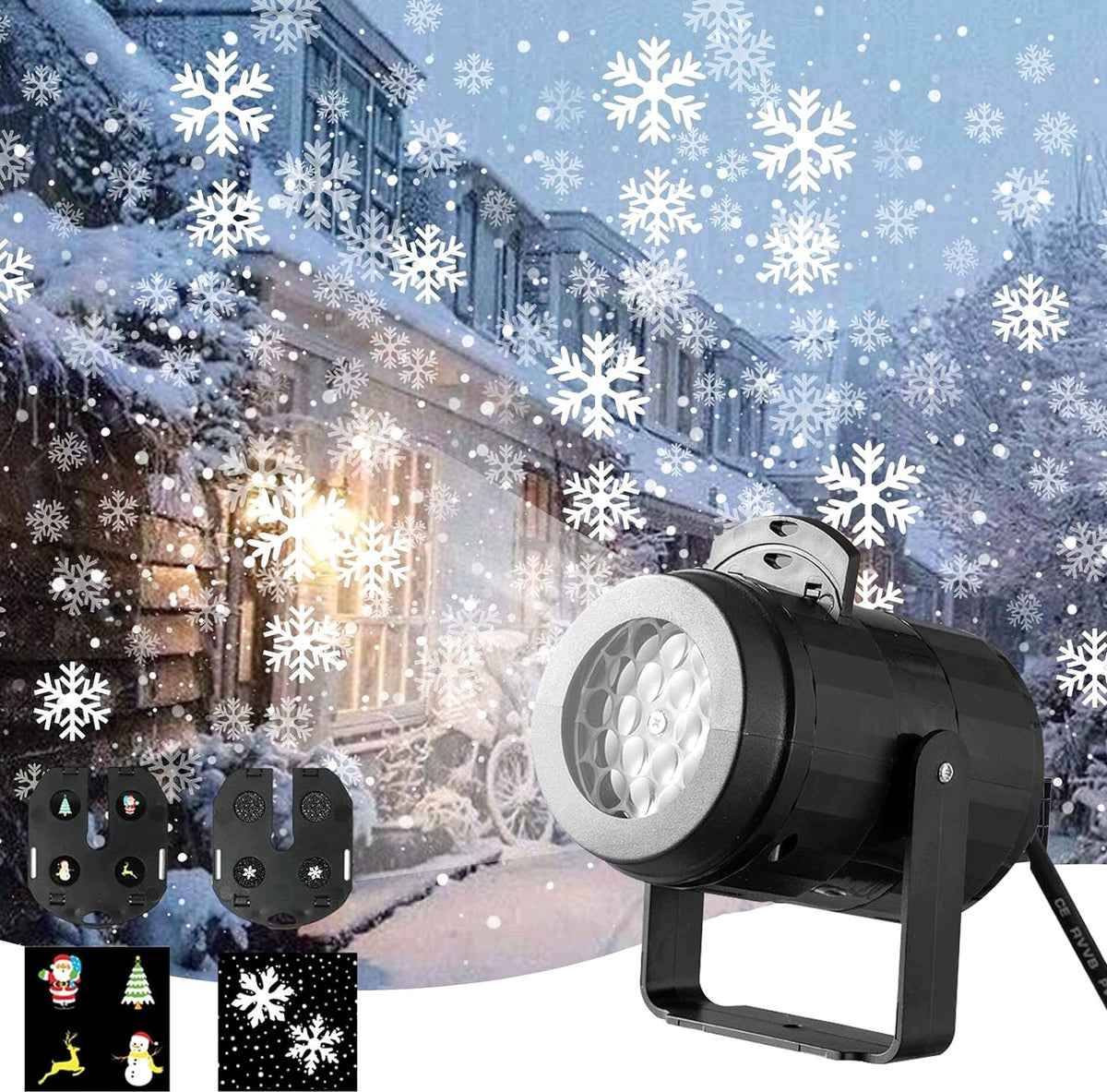 SNOWFLAKE PROJECTOR ROTATION MOVING LIGHT 2 LED CHRISTMAS FILMS