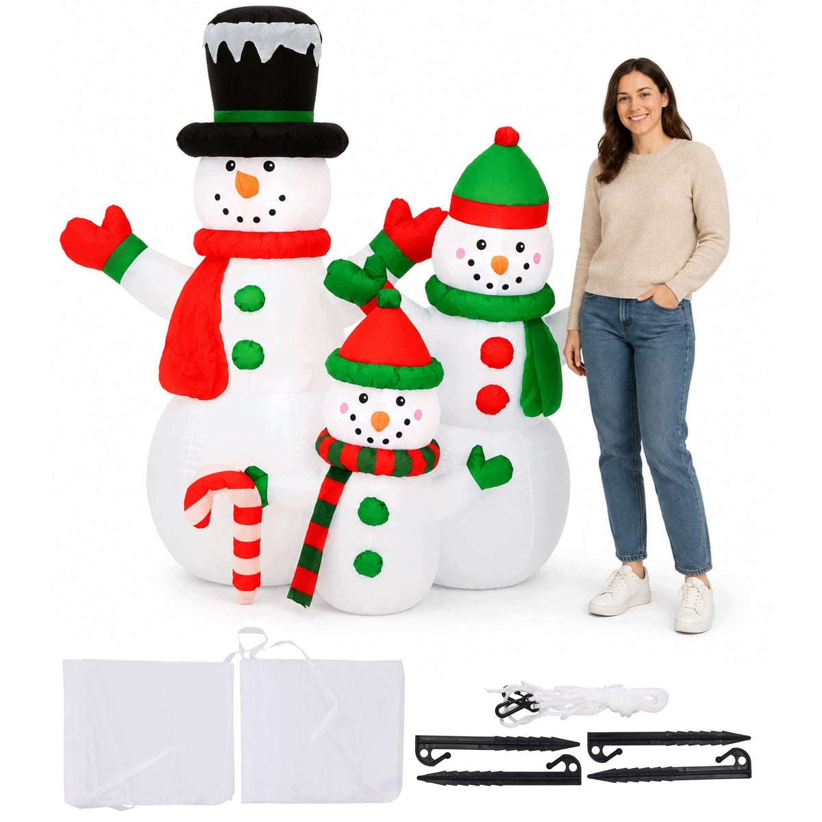SNOWMAN Inflatable GLOWING LARGE Pumped LED 153cm Blower JUMIhome