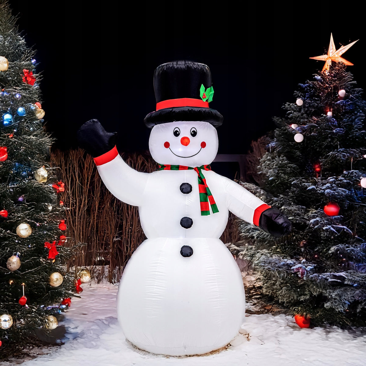 SNOWMAN Inflatable GLOWING LARGE Pumped LED 195cm Blower JUMIhome Packaging status original