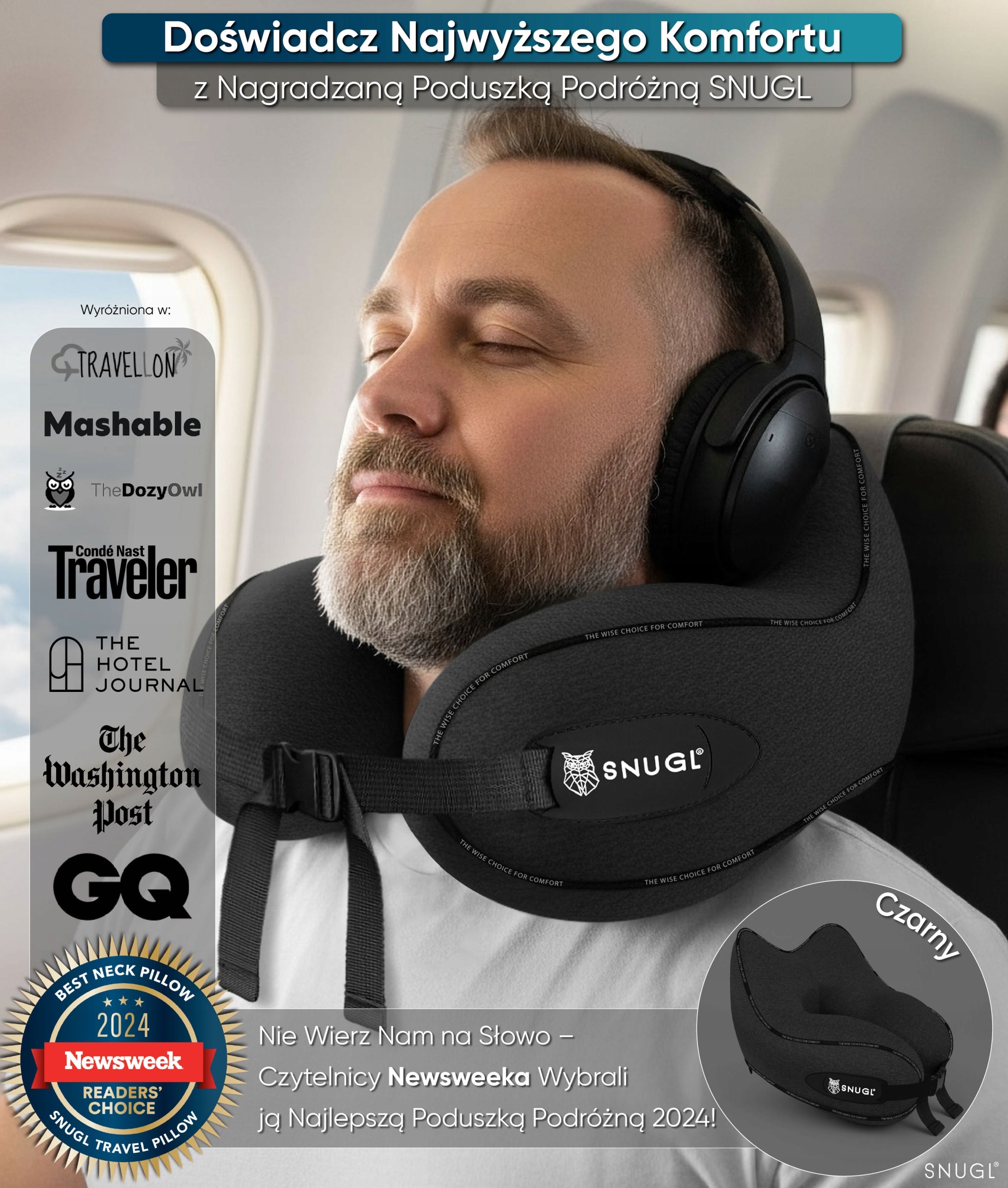 SNUGL TRAVEL PILLOW TRAVEL CROISSANT FOR NECK AND NECK FOR AIRPLANE, SMALL Packaging status original