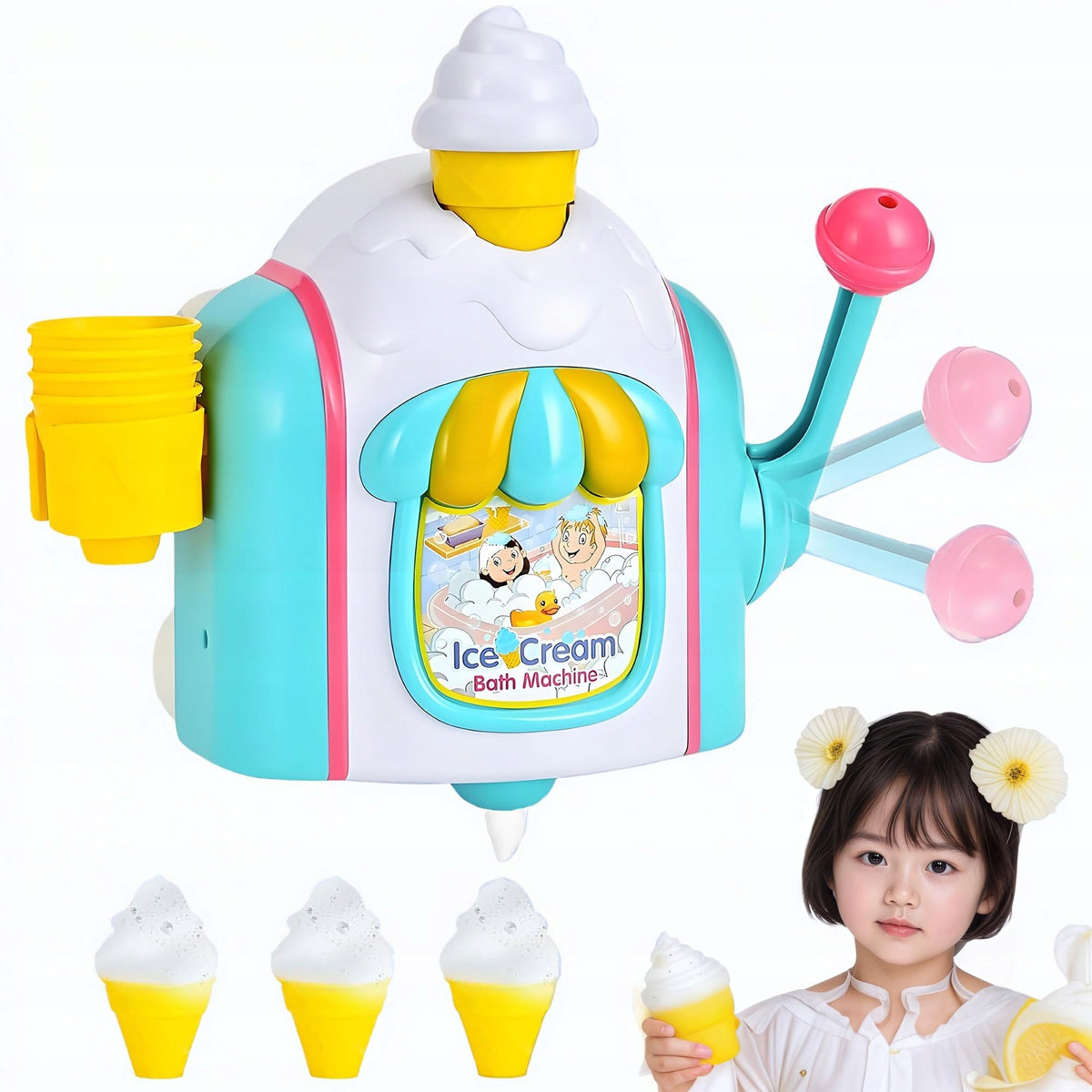 SOAP BUBBLE MAKING MACHINE FOR BATHING ICE CREAM BATH TOY