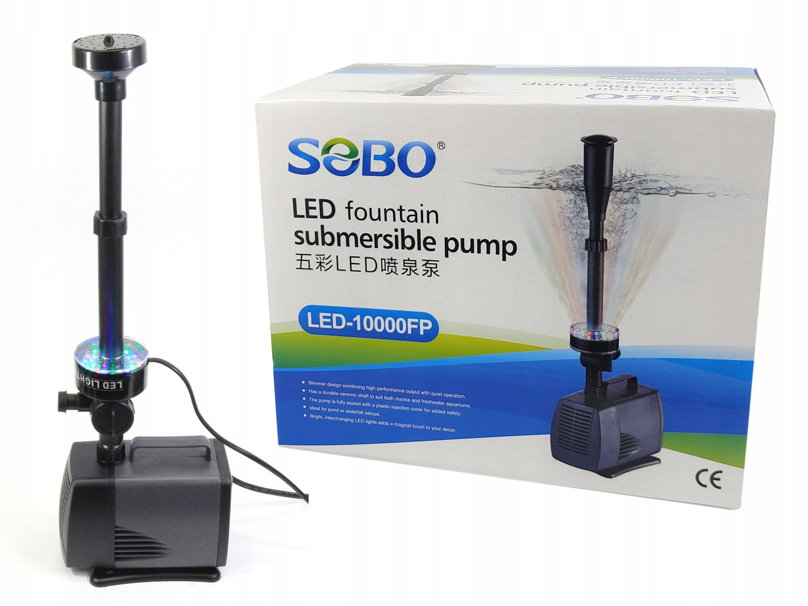 SOBO FOUNTAIN PUMP 6500l/h WITH RGB LED LIGHTING