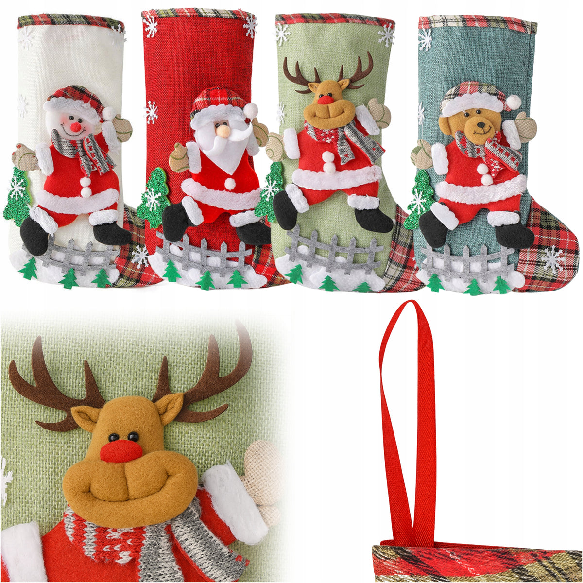 SOCK FOR GIFTS SOCKS ORNAMENT CHRISTMAS GIFT BAG LARGE 4PCS