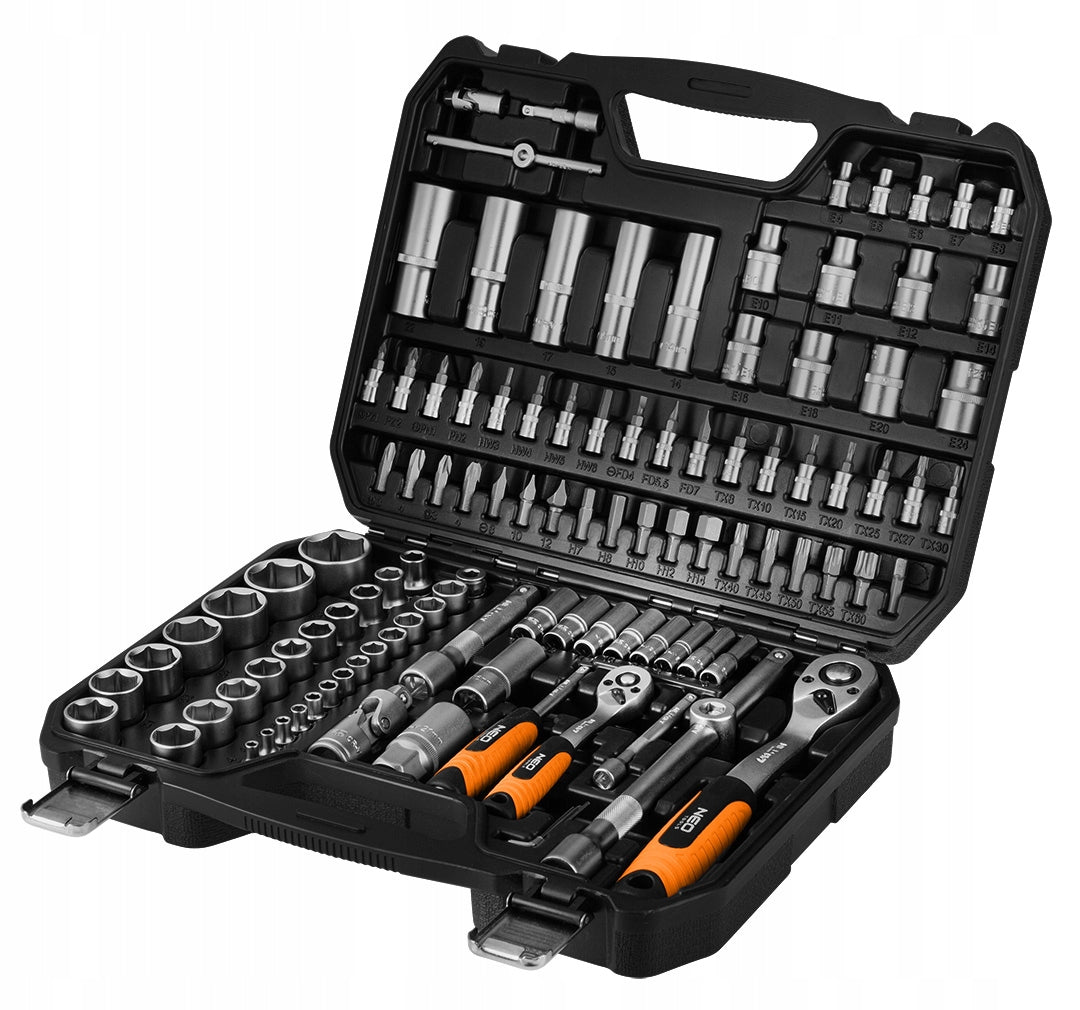 SOCKET WRENCH SET 1/2" 1/4" 110 EL SATIN 10-211 NEO TOOLS Brand NEO TOOLS