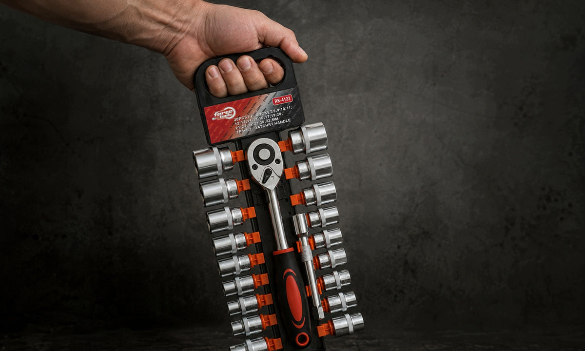 SOCKET WRENCH SET 1/2" RATCHET + CAP EXTENSION 8-32mm 20 EL Packaging status original