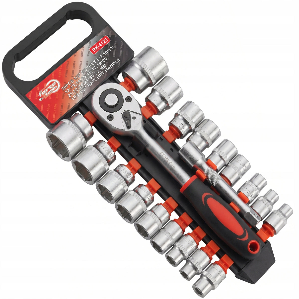 SOCKET WRENCH SET 1/2" RATCHET + CAP EXTENSION 8-32mm 20 EL