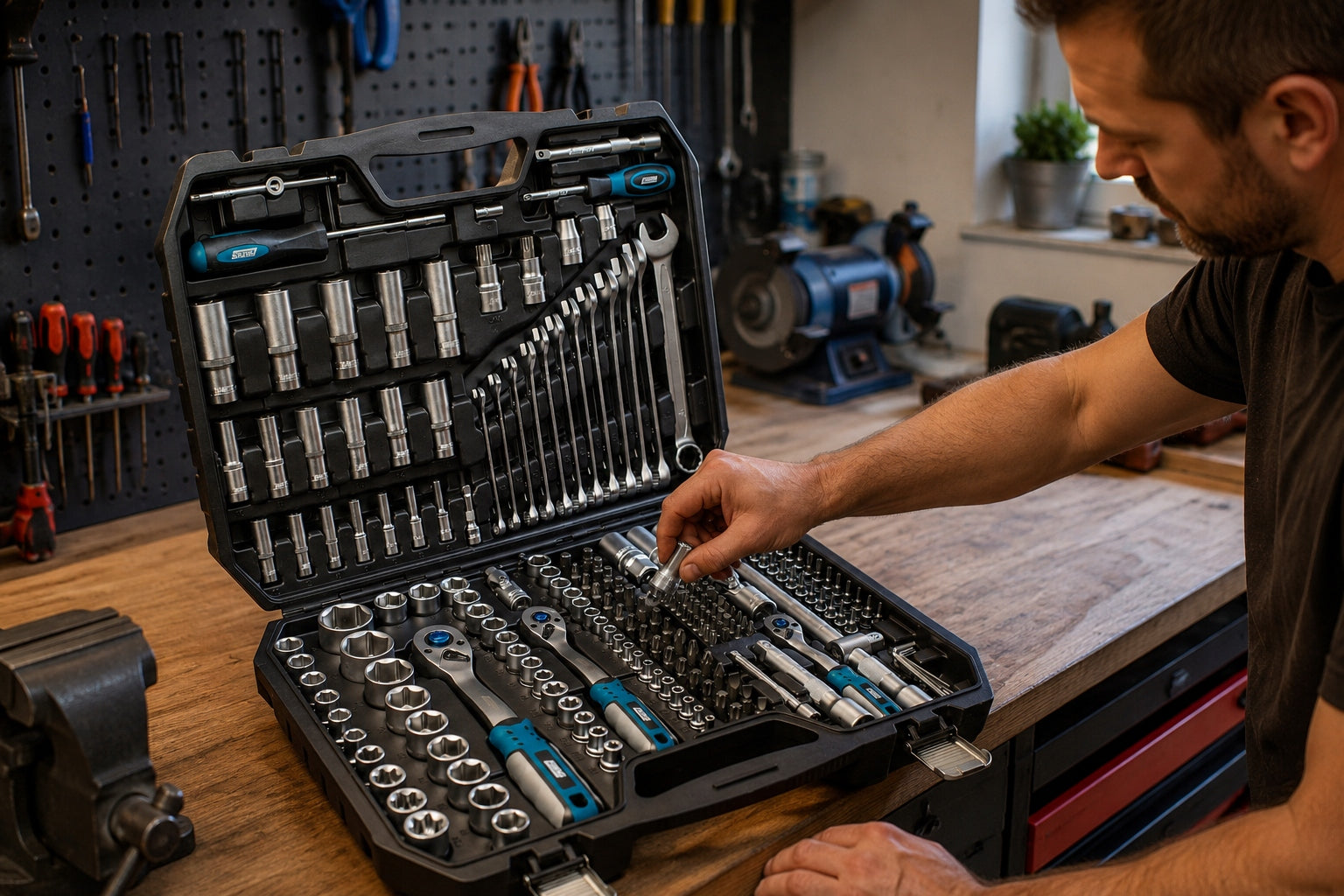 SOCKET WRENCH SET 219el. SUITCASE FARYS WRENCHES FLAT EYELET CAPS Packaging status original