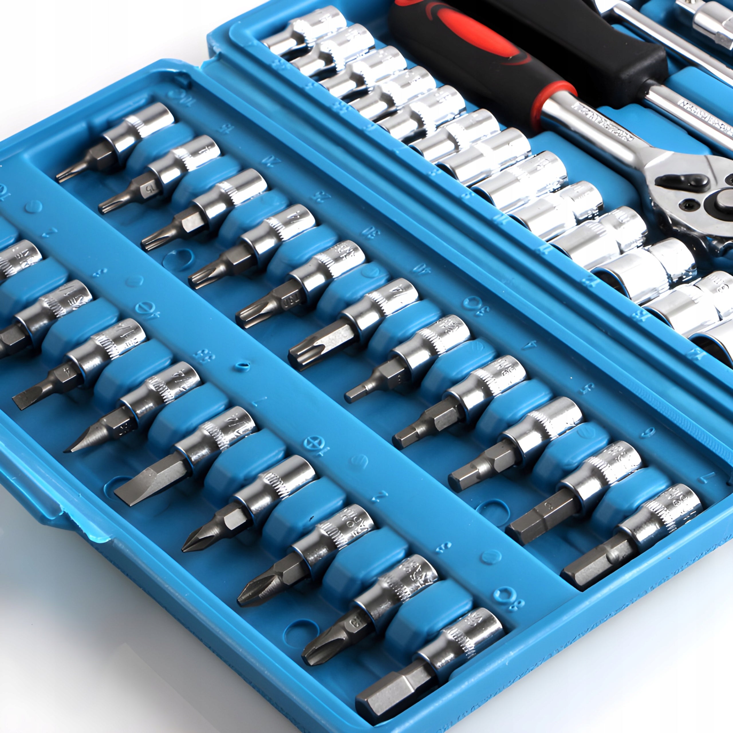 SOCKET WRENCH SET SOCKET TOOL RATCHET CAP 46 EL BITS Packaging status original