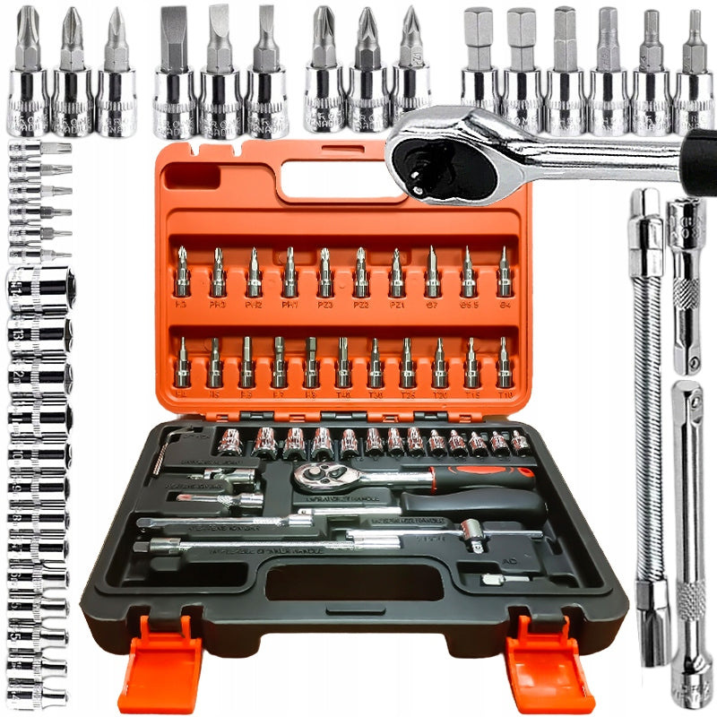 SOCKET WRENCH SET TOOL CASE 1/4 INCH RATCHET CAP
