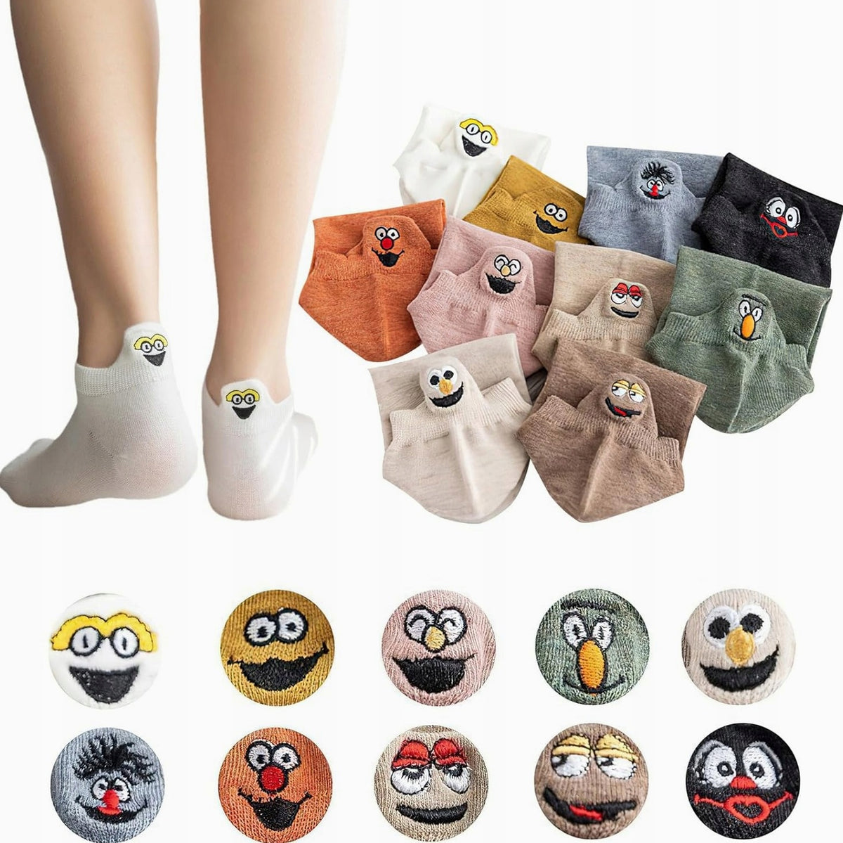 SOCKS 10 PAIRS WOMEN'S COTTON COLORFUL DESIGNS FUN CUDDLY