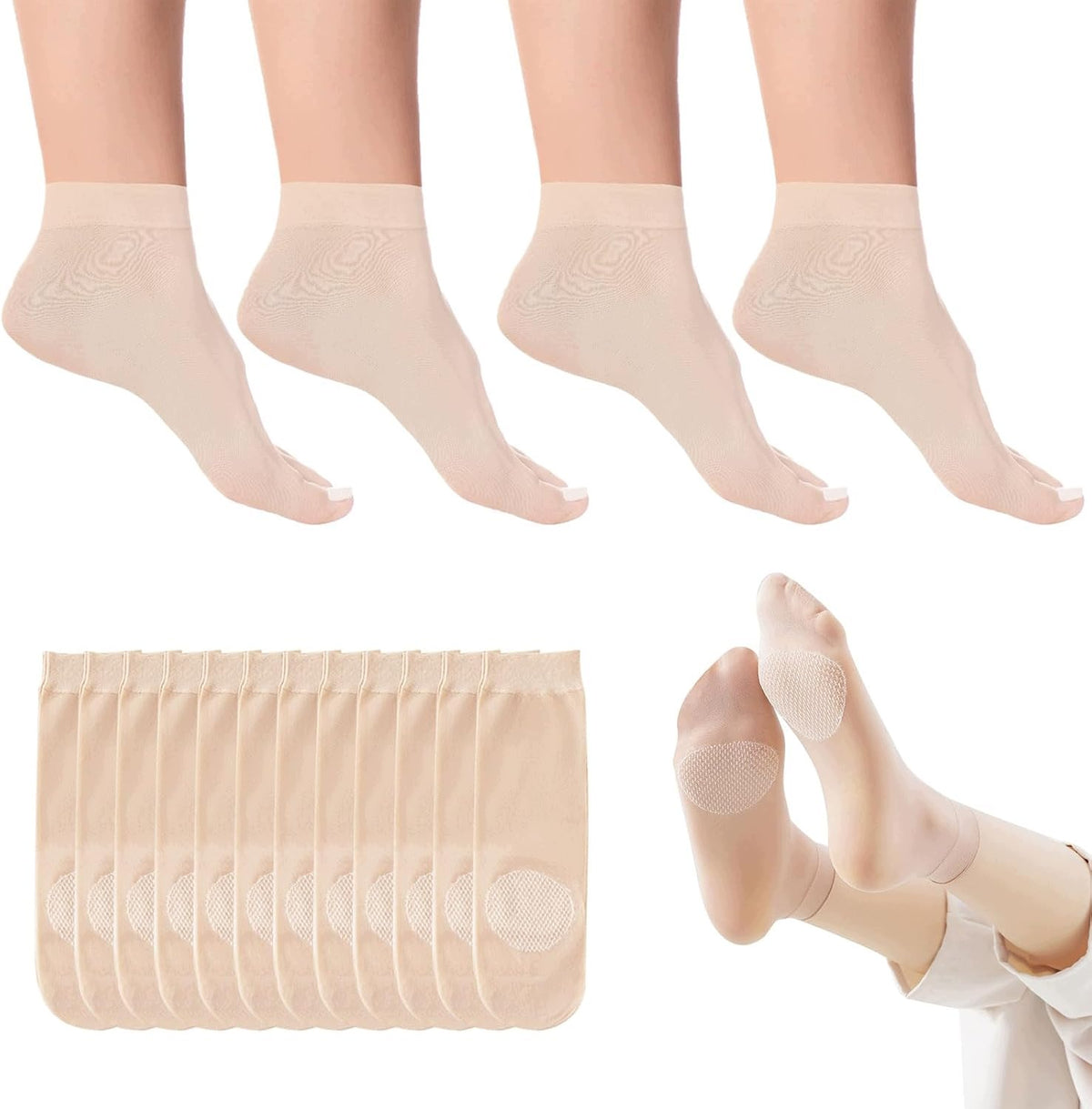 SOCKS 12 PAIRS NYLON WOMEN SILKY COTTON SHINY COMFORTABLE