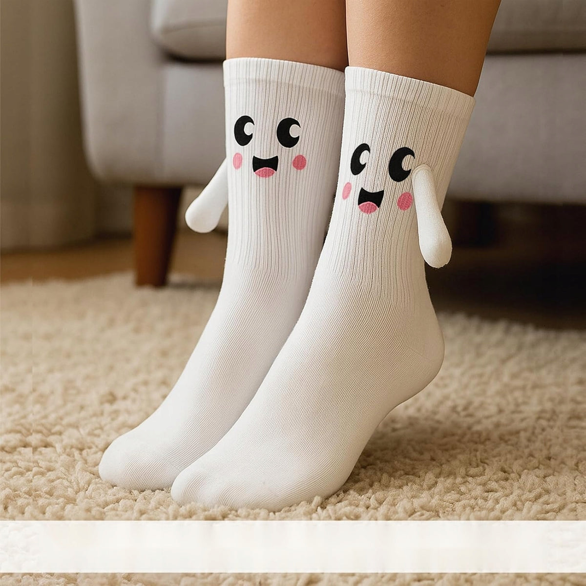 SOCKS 3 PAIRS WHITE COTTON MAGNETIC HANDS UNISEX FUN ADULTS Brand no brand