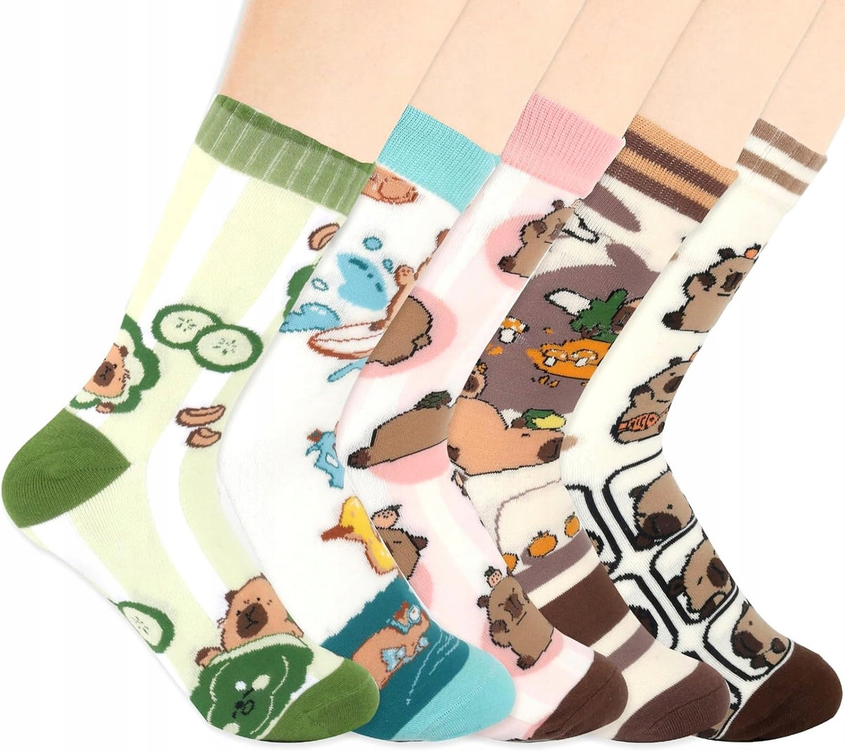 SOCKS 5 PAIRS FUN MEN'S WOMEN'S COTTON FUNNY COLORFUL DESIGNS