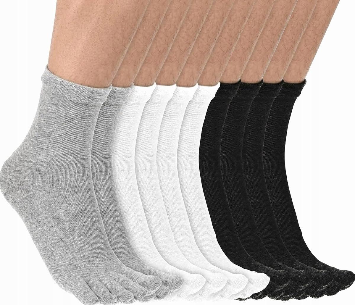 SOCKS 5 PAIRS TOE STOP POLYESTER COTTON MEN'S FITNESS SPORT