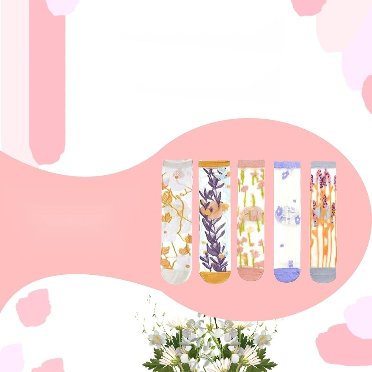 SOCKS 5 PAIRS TRANSPARENT WOMEN'S FLOWERS NYLON MESH FASHIONABLE Manufacturer code 5908107981053