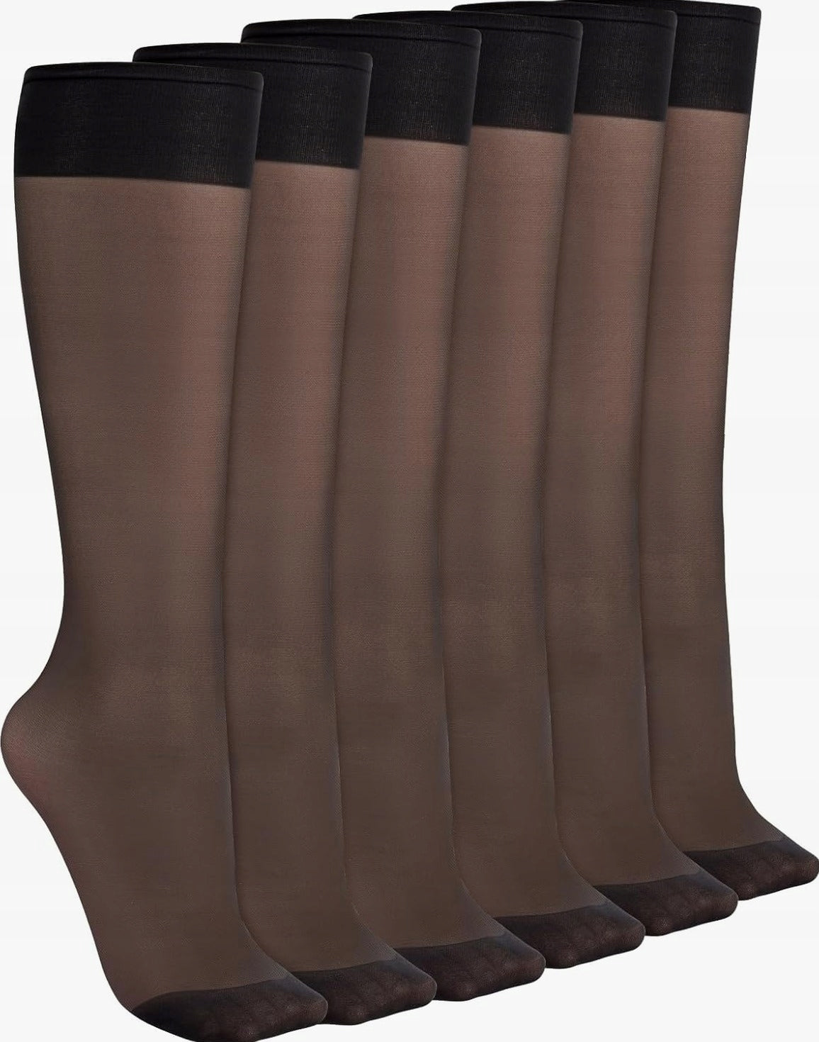 SOCKS 6 PAIRS 20 DEN NYLON WOMEN'S TRANSPARENT BREATHABLE GENTLE
