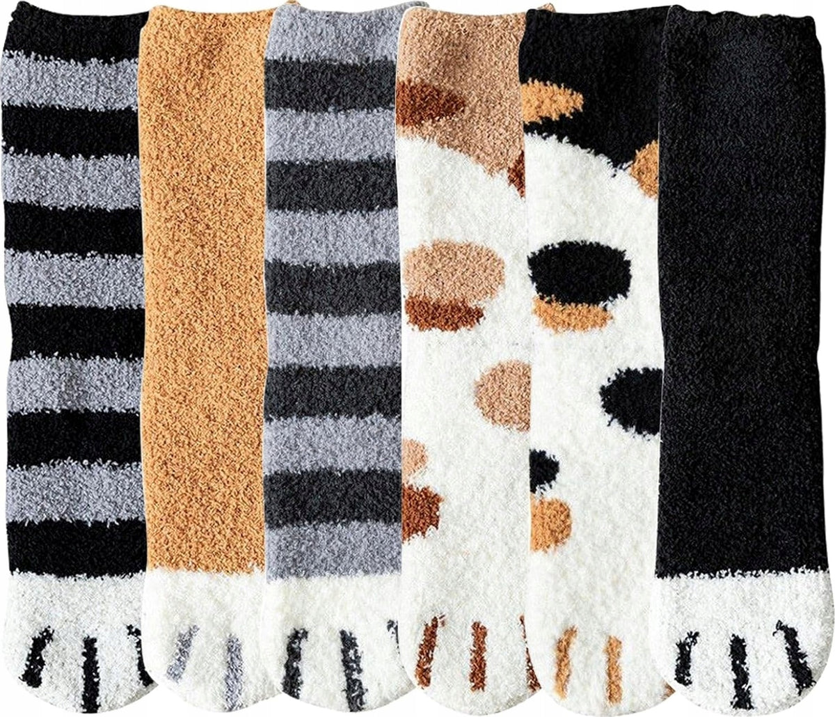 SOCKS 6 PAIRS FLUFFY WOMAN WARM SOFT WOMEN'S FLEECE GIFT