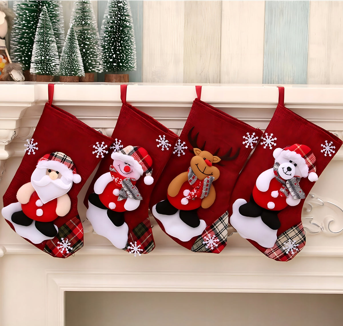 SOCKS FOR CHRISTMAS GIFTS FIREPLACE 4 PCS CHRISTMAS TREE SANTA CLAUS DECORATIONS EAN (GTIN) 5907106200721