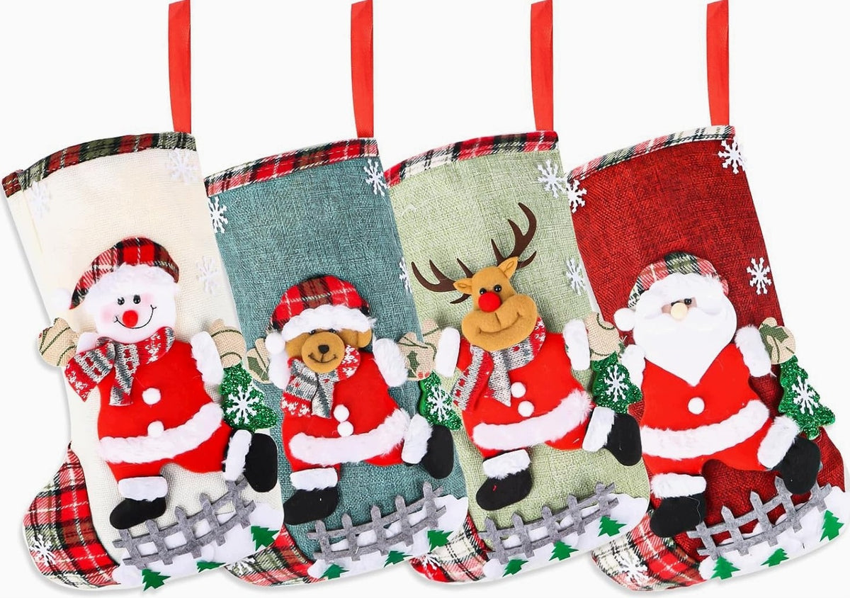 SOCKS SET OF 3 PIECES CHRISTMAS DECORATION LARGE HOLE THEME NICE