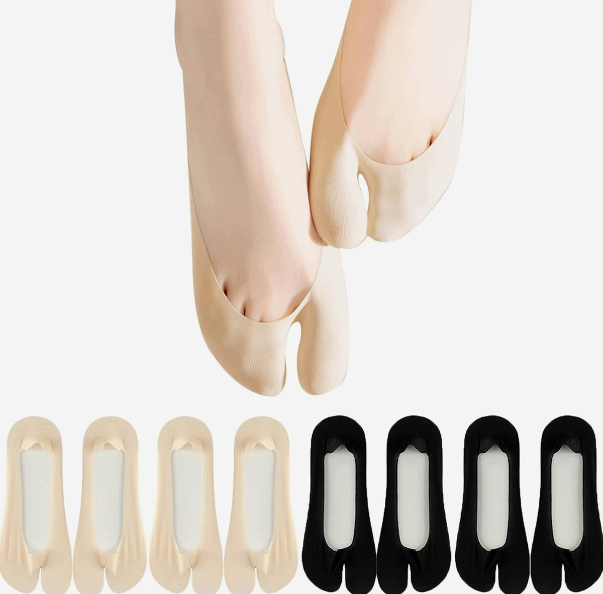 SOCKS TABI 4 PAIRS ICE SILK WOMEN'S NON-SLIP FEET