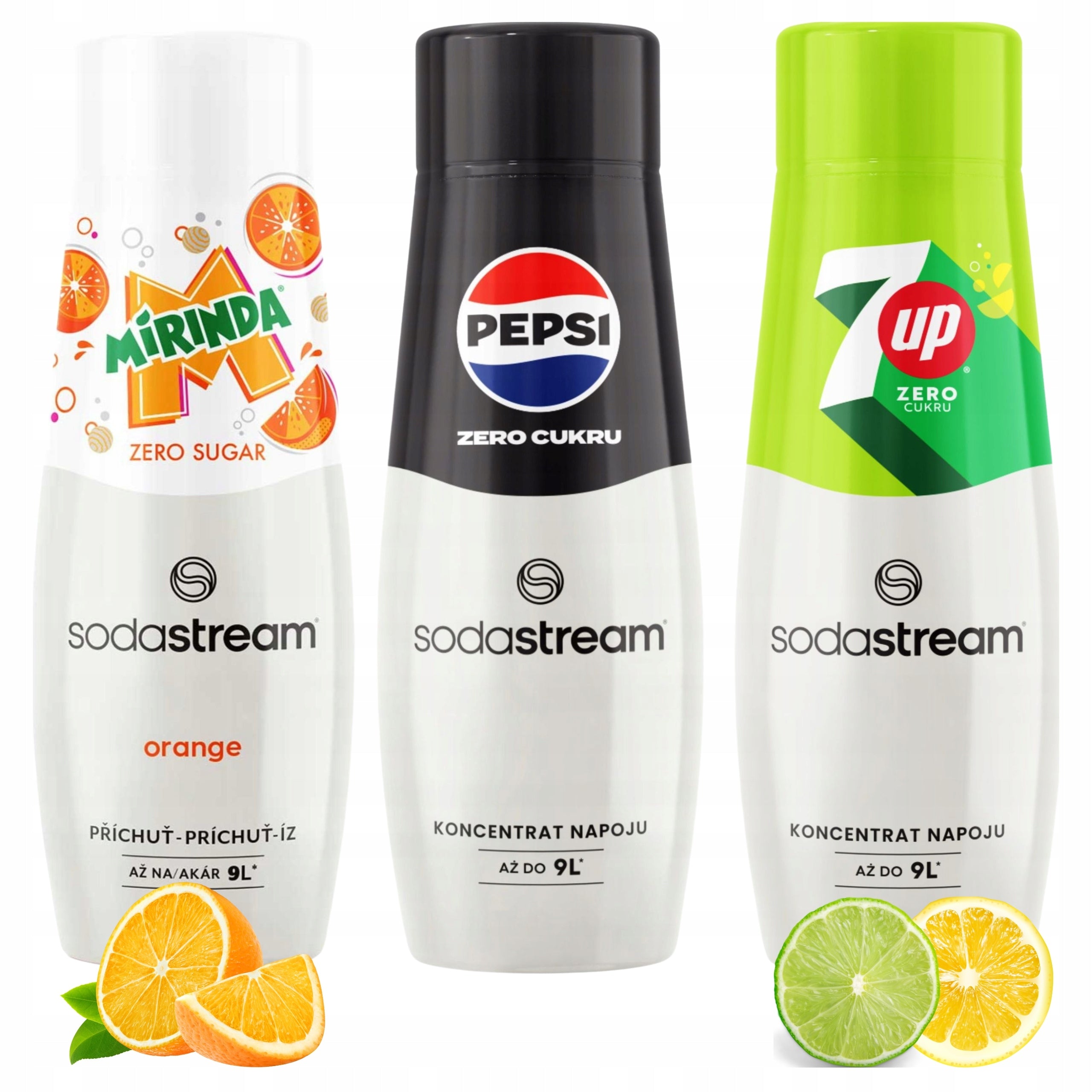 SODA STREAM MIRINDA ZERO + PEPSI MAX + 7UP FREE SUGAR FREE WATER Syrups