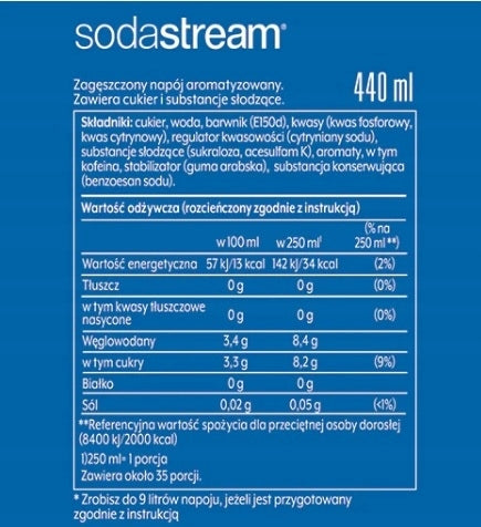 SODASTREAM Syrup PEPSI Cola Concentrate for Carbonated Water 3 pcs x 440 ml Brand SodaStream