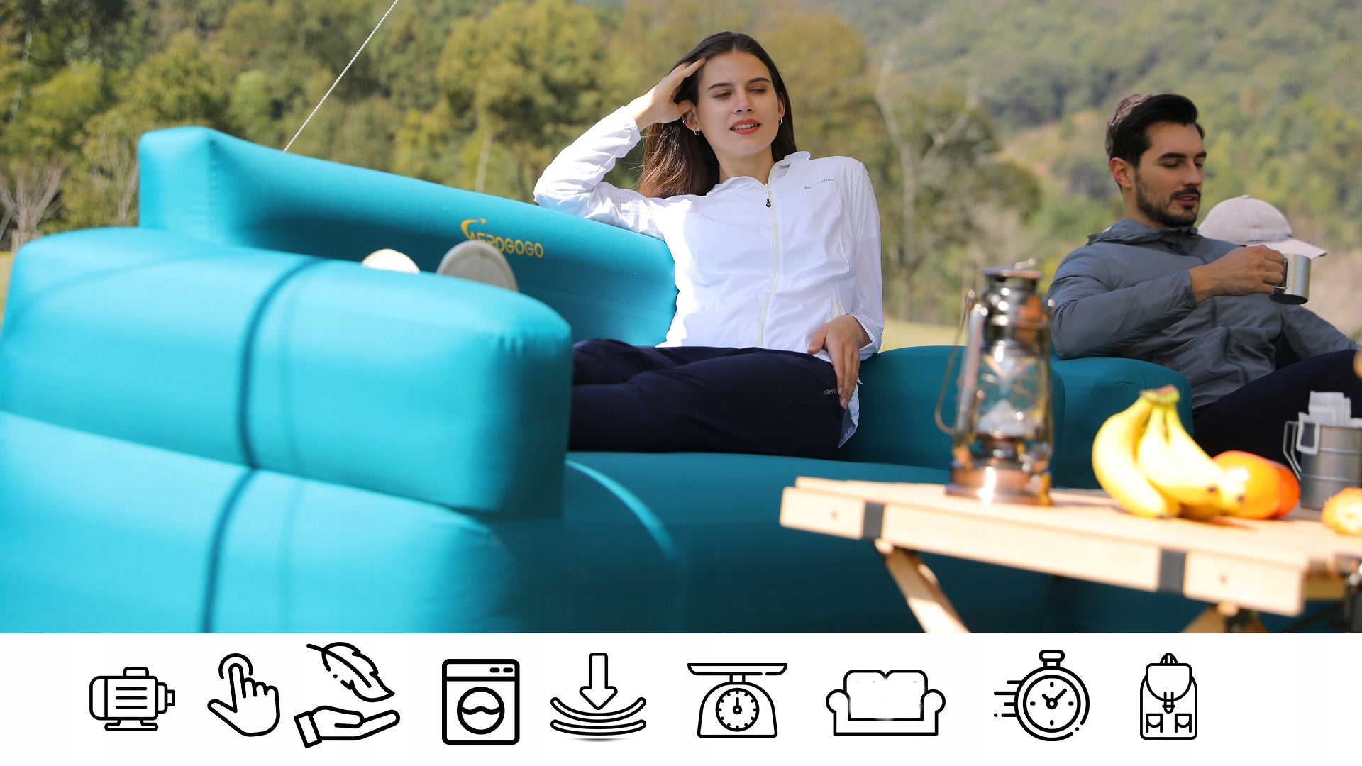 SOFA Inflatable self-inflating couch 2 seater COMFORTABLE AEROGOGO Brand Aerogogo