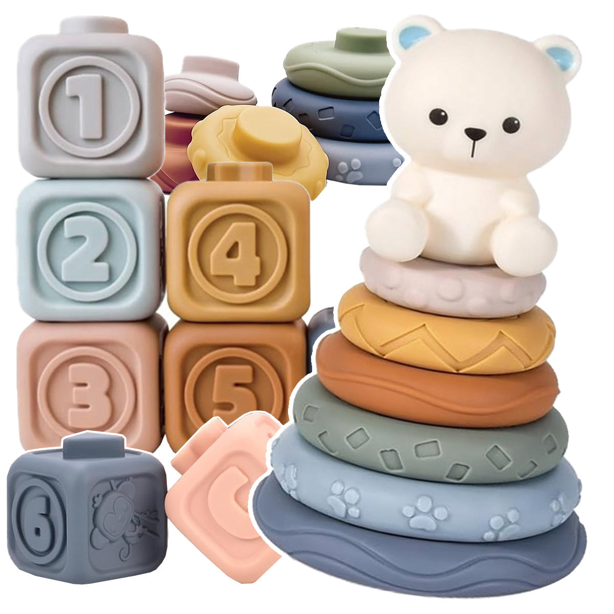 SOFT CREATIVE ANIMAL SENSORY BLOCKS 13PCS FOR BABIES TEETHERS