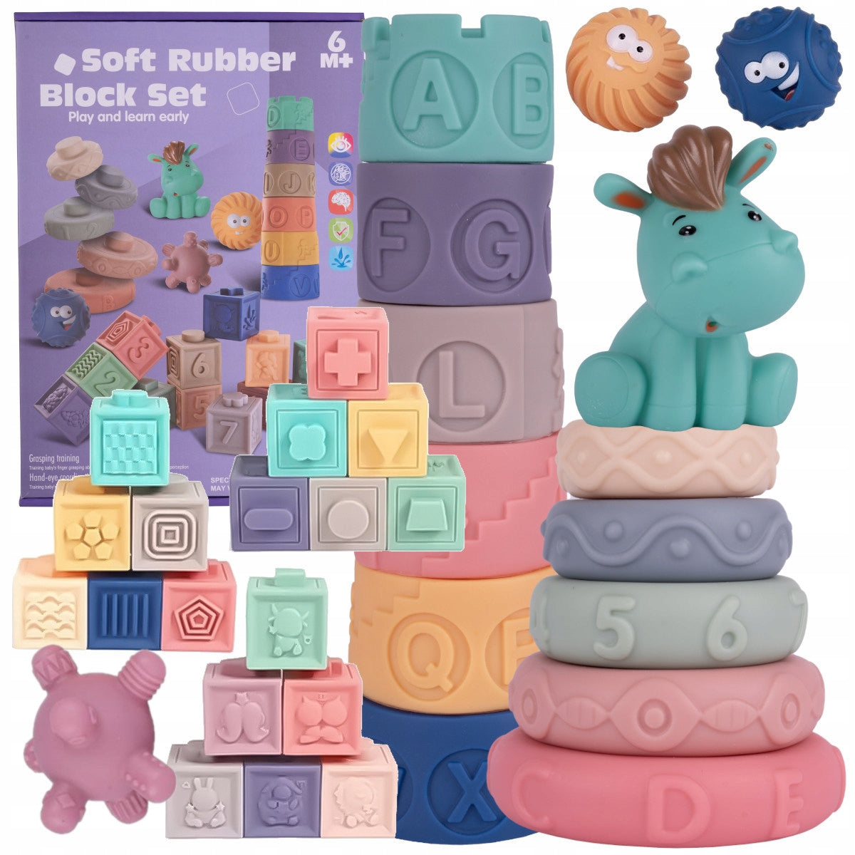 SOFT CREATIVE SENSORY BLOCKS TEETHERS PROTRUSION PYRAMID 27 ELEMENT.