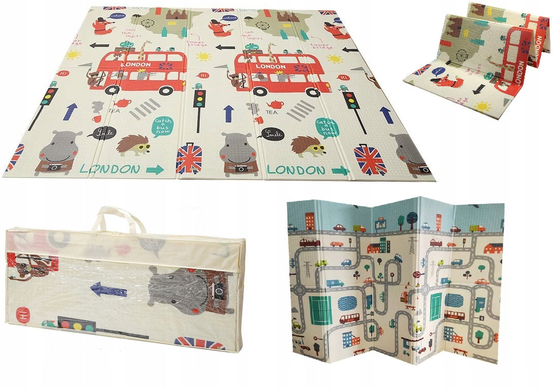 SOFT FOAM MAT DOUBLE SIDED EDUCATIONAL XPE 180x200 ROAD LONDON BACKING Brand Bobo-San