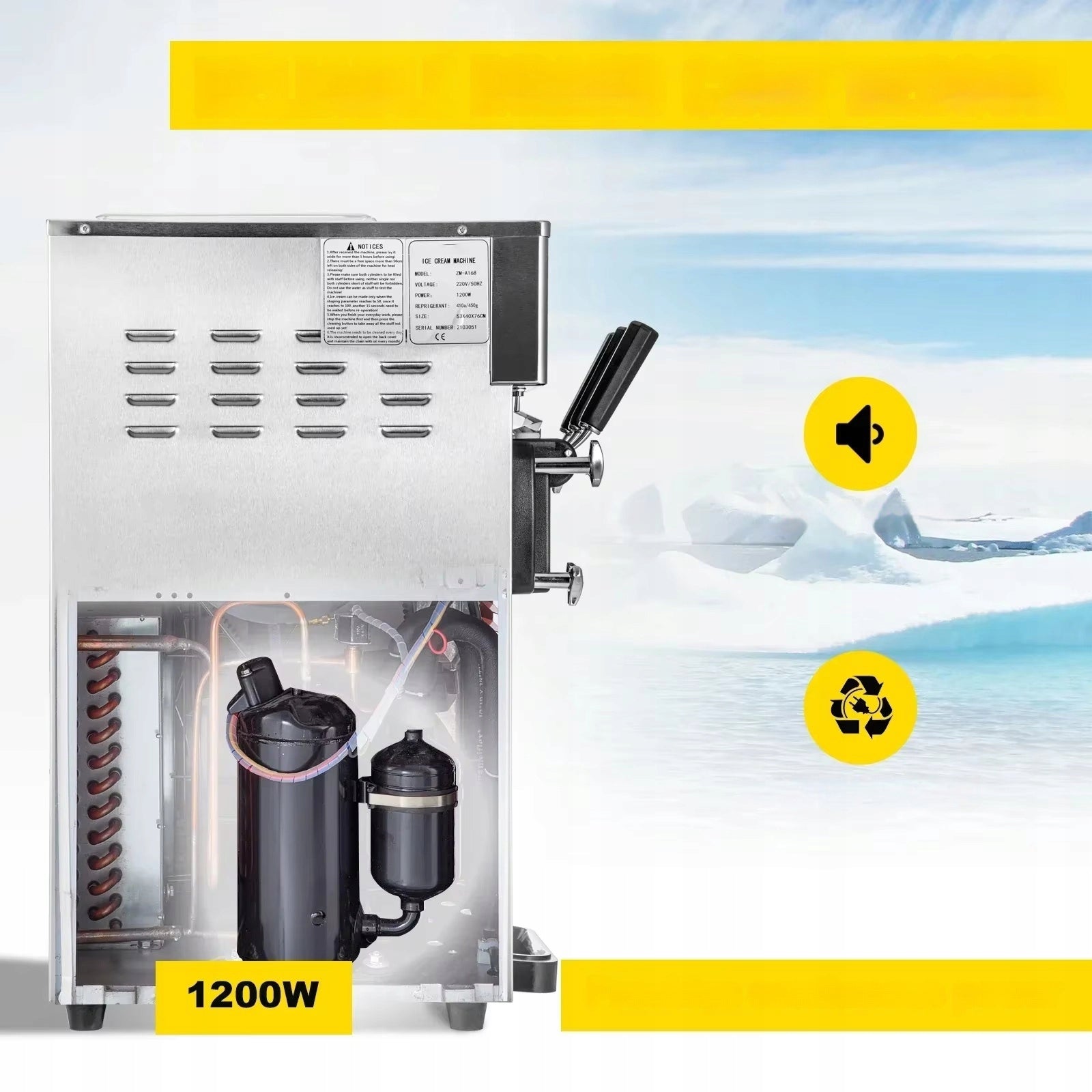 SOFT ICE CREAM MACHINE 3 FLAVORS 16-18L/H LCD COMMERCIAL TABLE PANEL Manufacturer code icedsh147a5