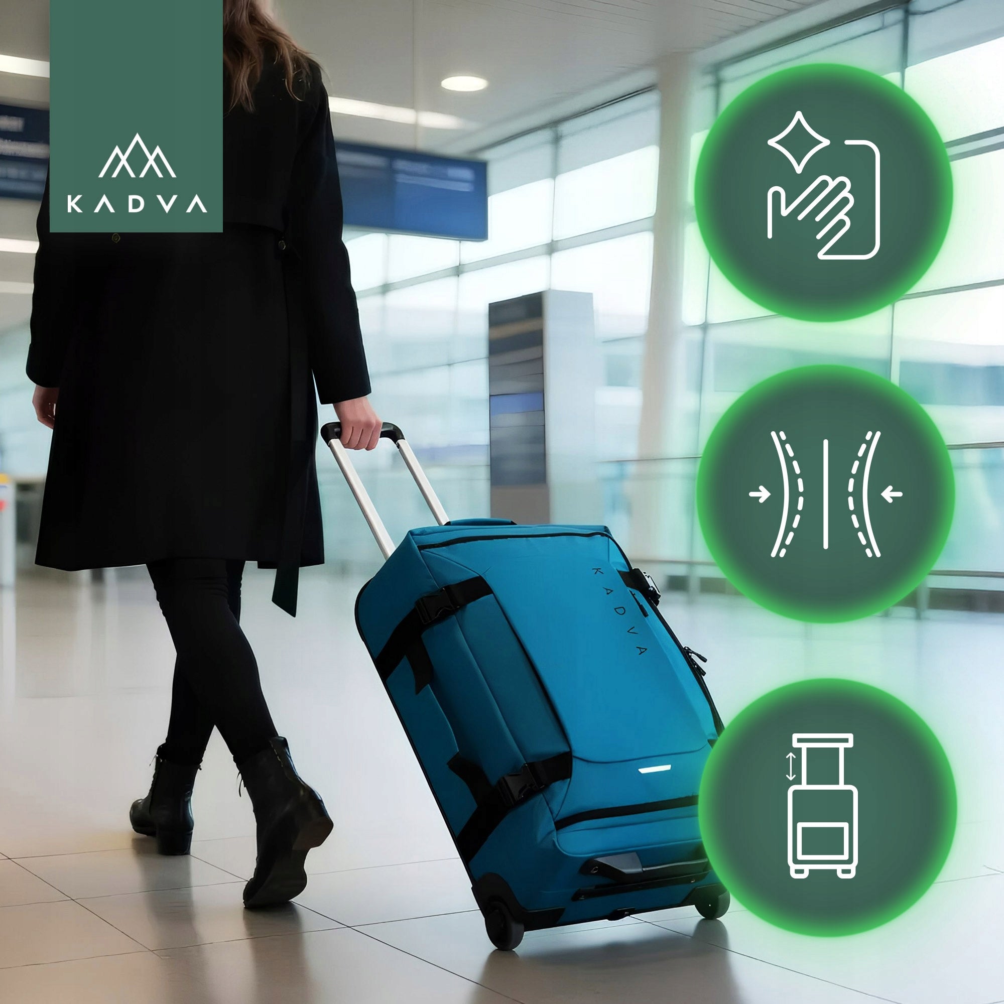SOFT MATERIAL Travel case KADVA Lazio 102L black CIRCLES BLUE Manufacturer code KDV-B4B113-BL