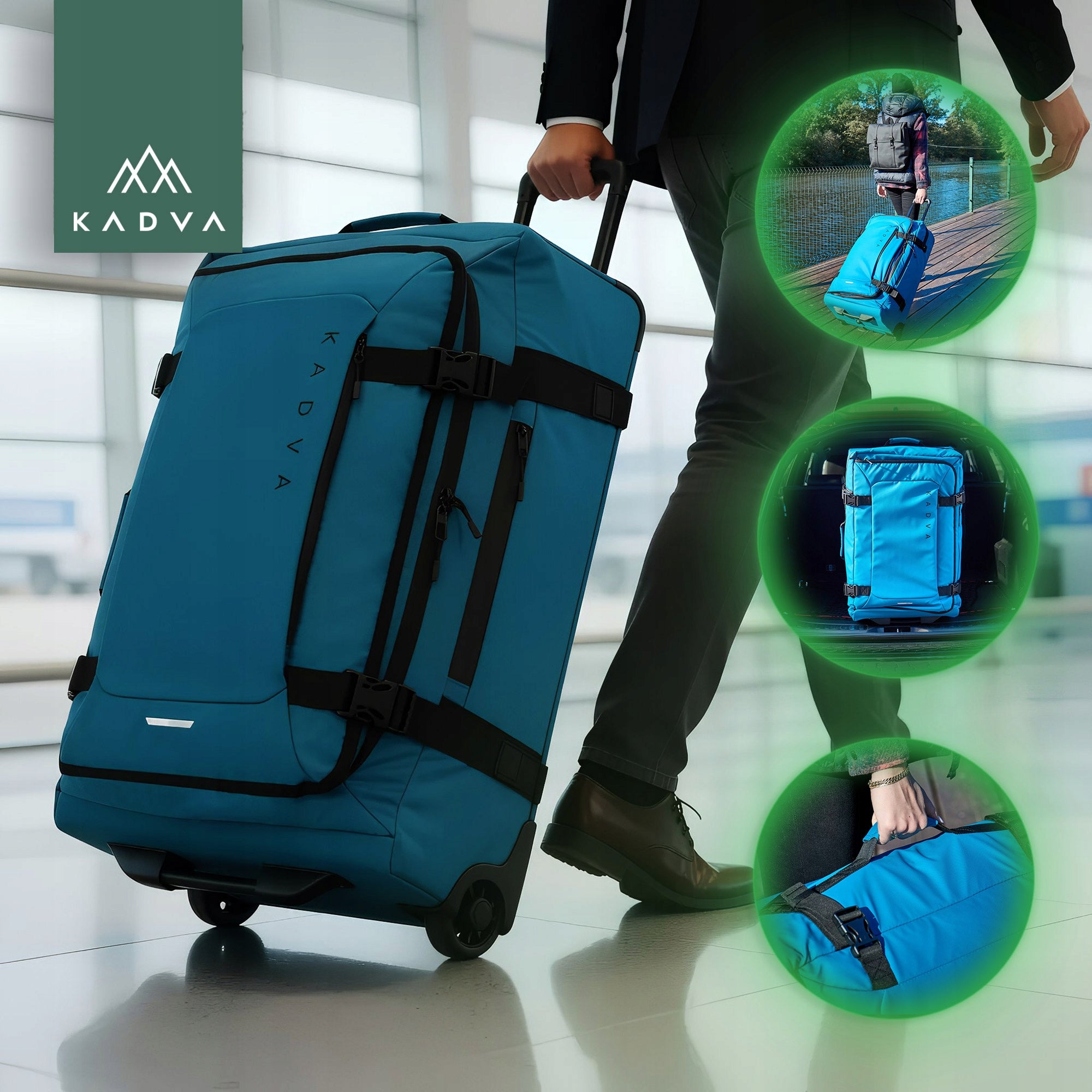 SOFT MATERIAL Travel case KADVA Lazio 102L black CIRCLES BLUE Model Lazio