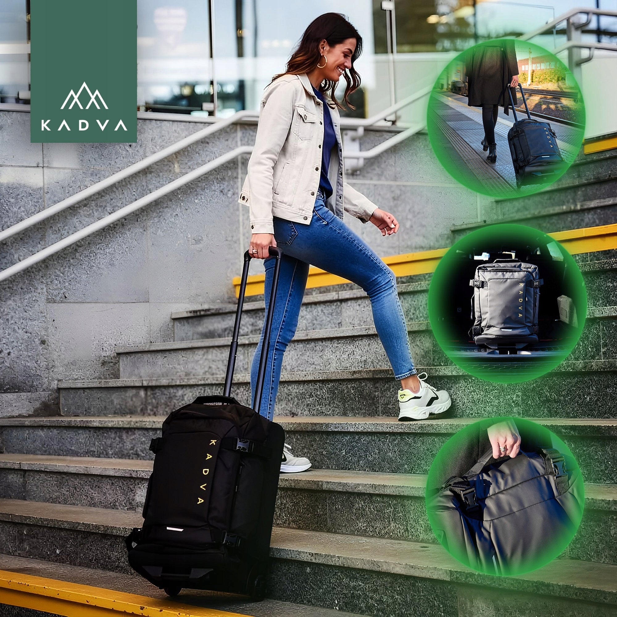 SOFT MATERIAL Travel case KADVA Lazio 44 L black CIRCLES BLACK Model Lazio