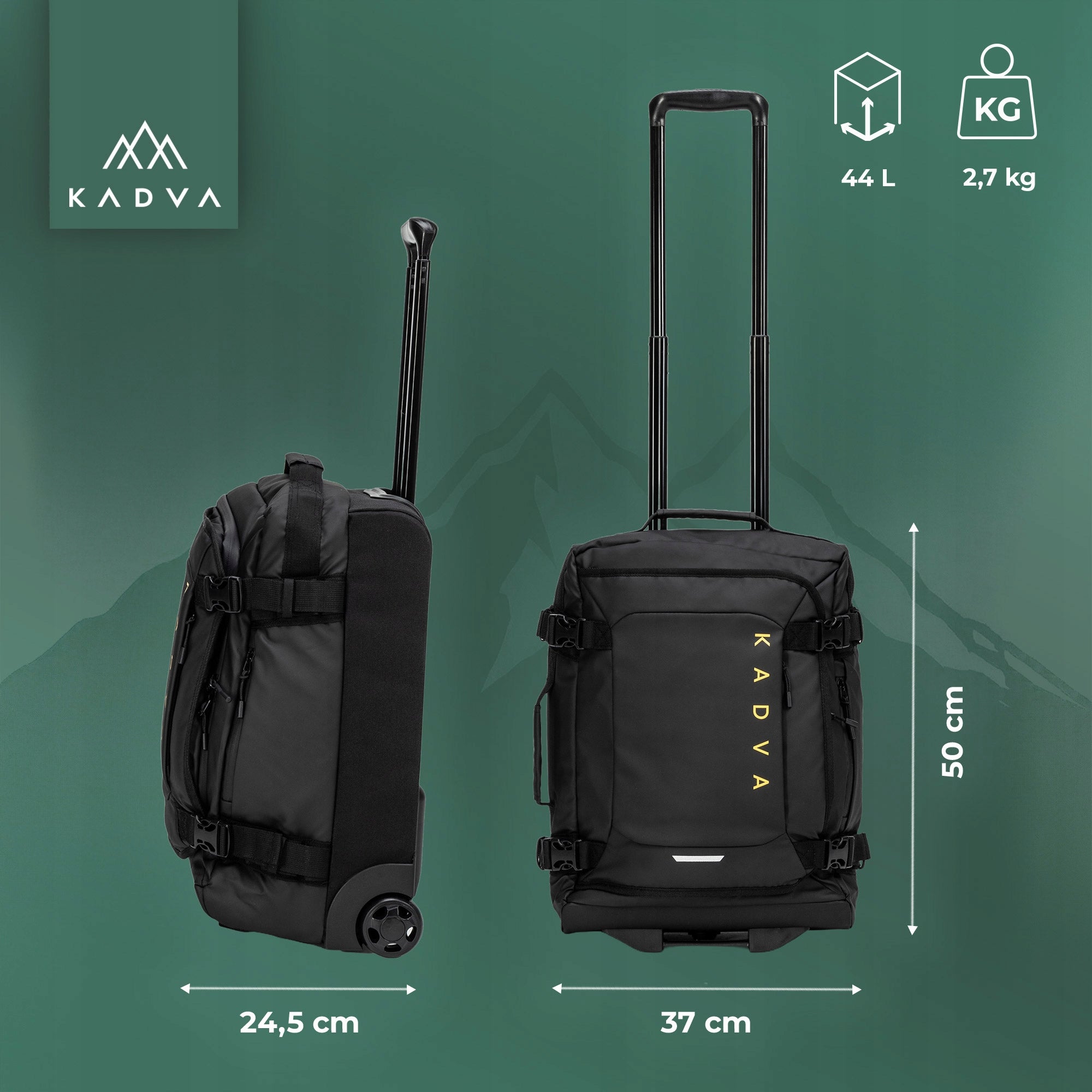 SOFT MATERIAL Travel case KADVA Lazio 44 L black CIRCLES BLACK Packaging status original