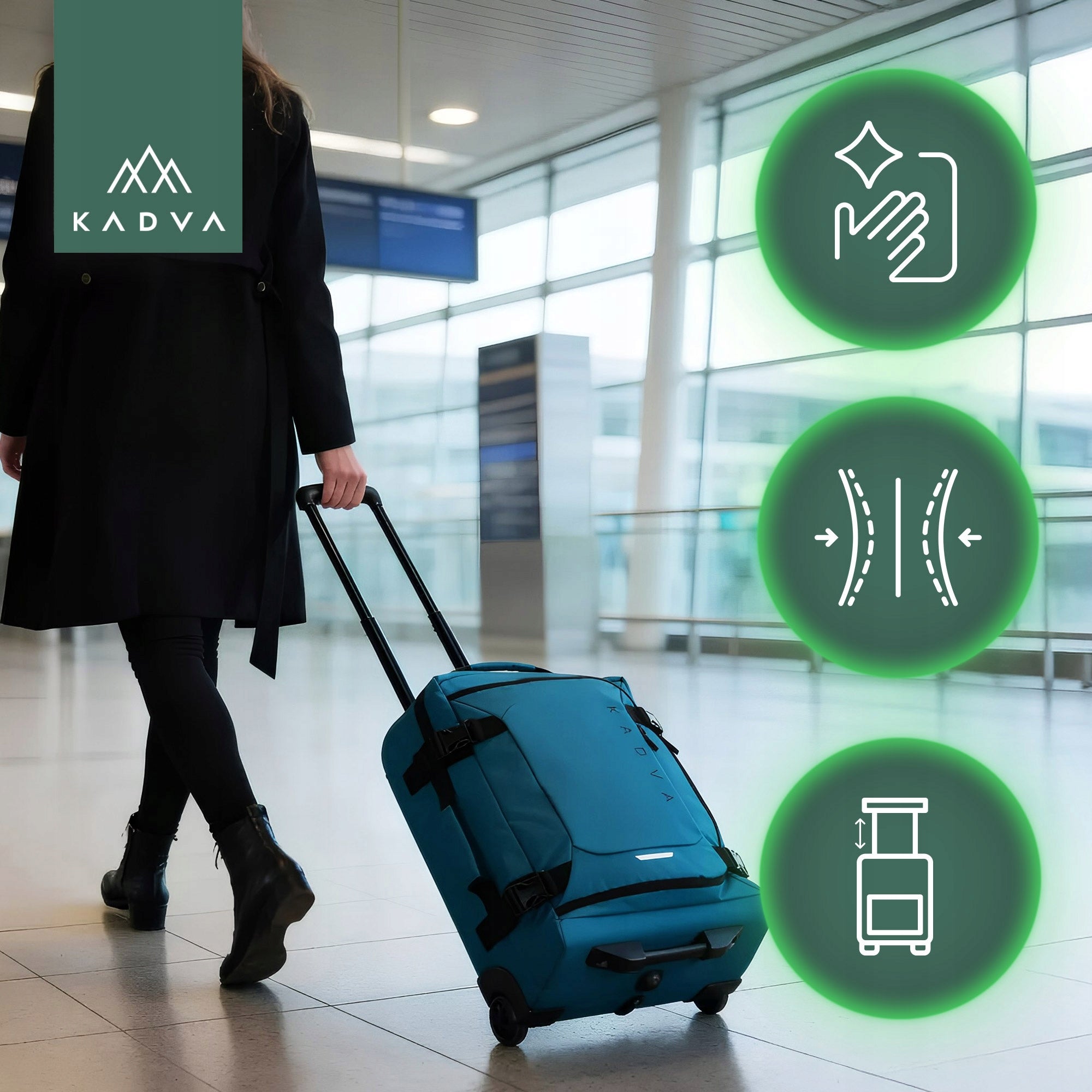 SOFT MATERIAL Travel case KADVA Lazio 44 L black CIRCLES BLUE Manufacturer code KDV-B4B111-BL