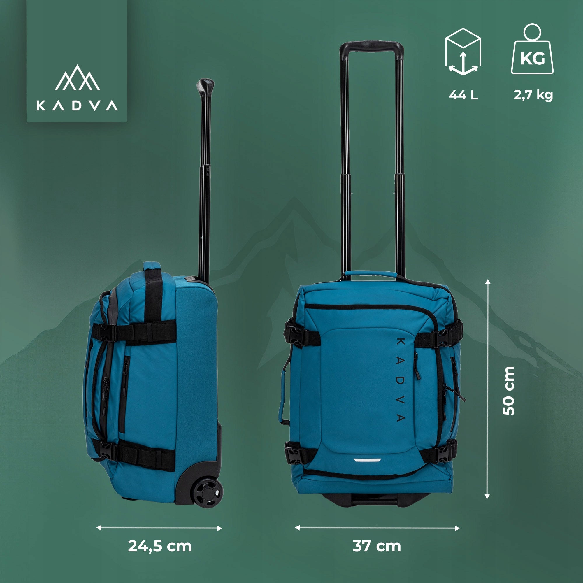 SOFT MATERIAL Travel case KADVA Lazio 44 L black CIRCLES BLUE Packaging status original