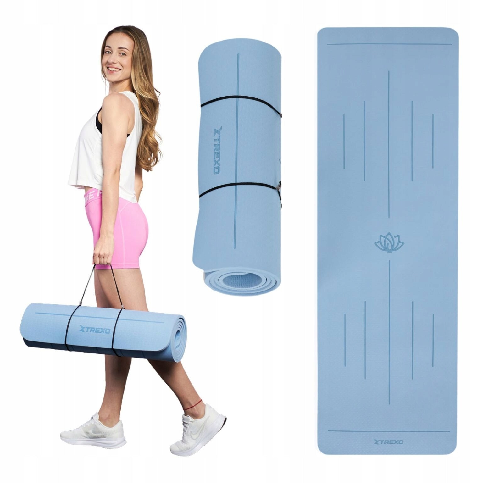 SOFT NON-SLIP fitness mat for yoga exercises XTREXO training 10 mm