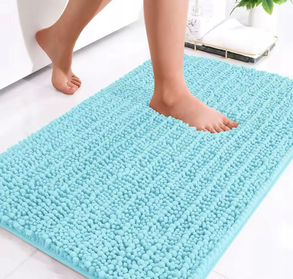 SOFT SHAGGY bathroom rug 40x60 cm WASHABLE BLUE HOME DECOR