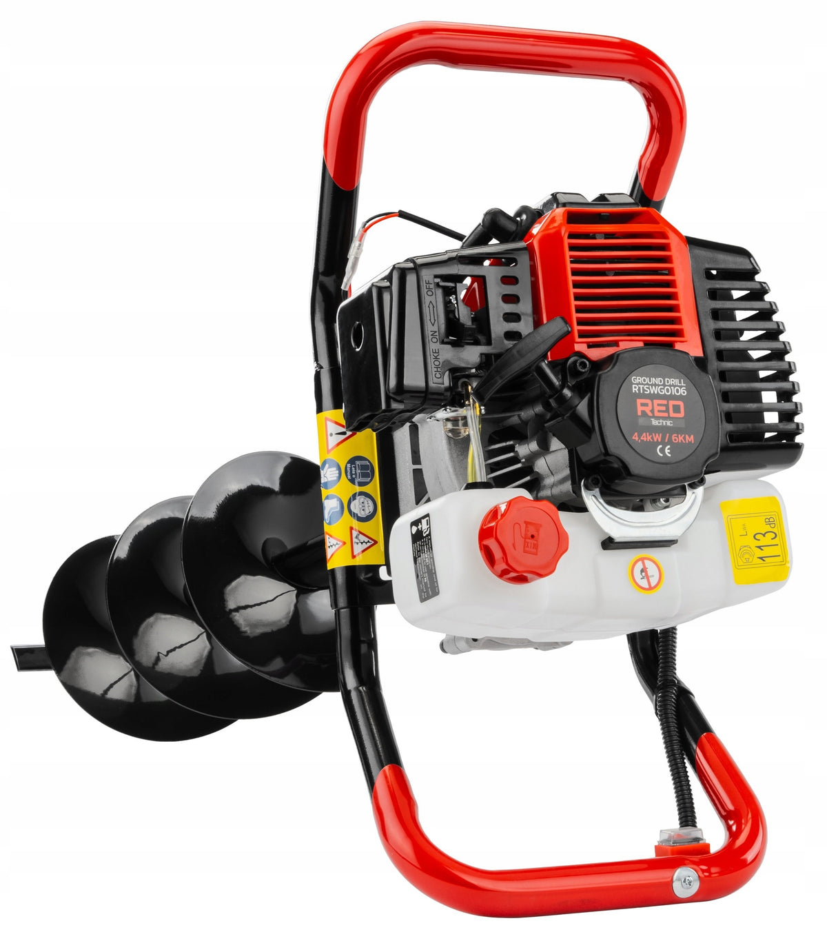 SOIL DRILLING RIG DIESEL DRILL BRAND RED TECHNIC + 3 DRILL BITS EXTENSION Internal combustion engine power 6 KM