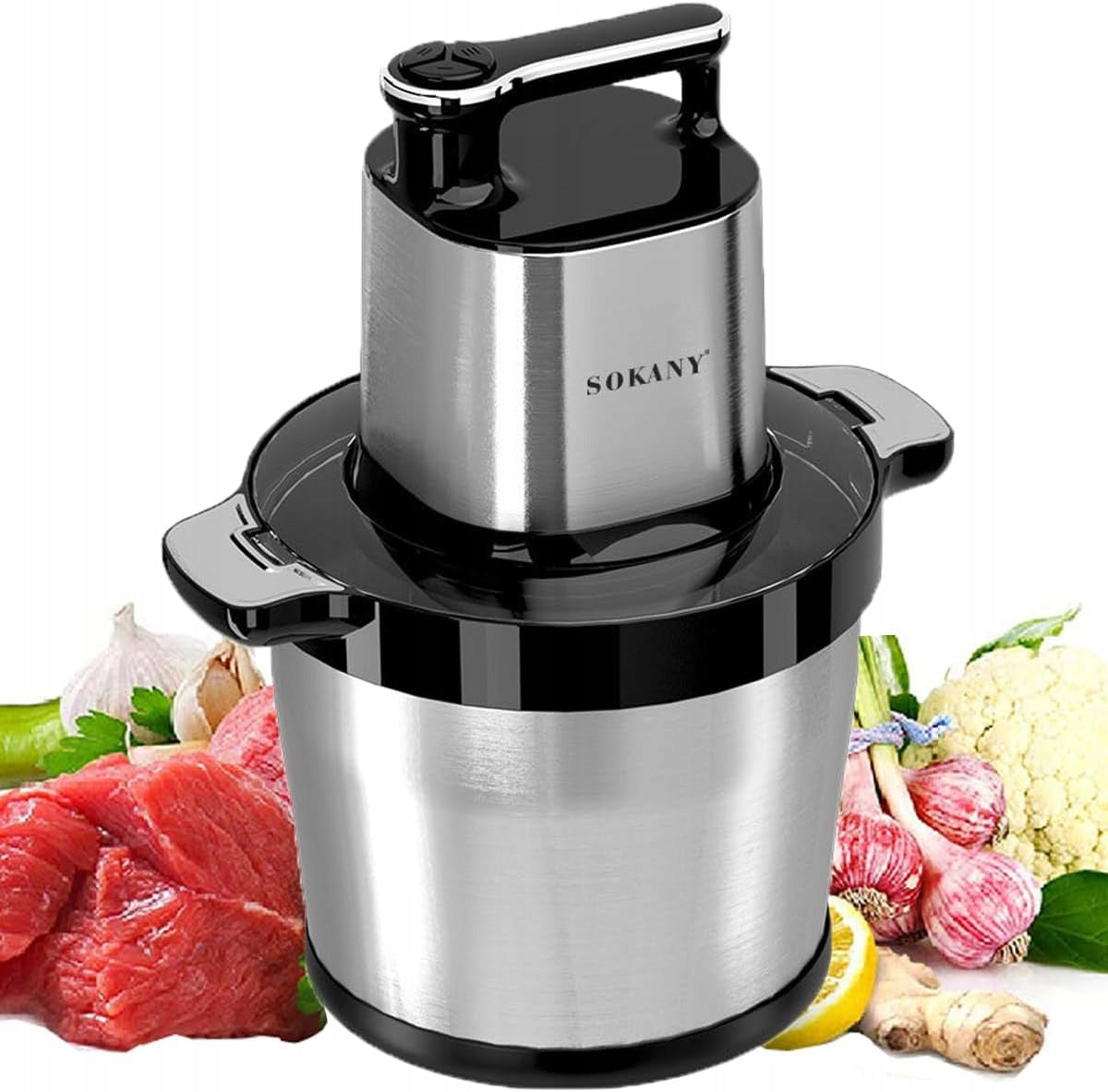SOKANY Meat grinder 1500W bowl 8L stainless steel 6 blades 3 speeds