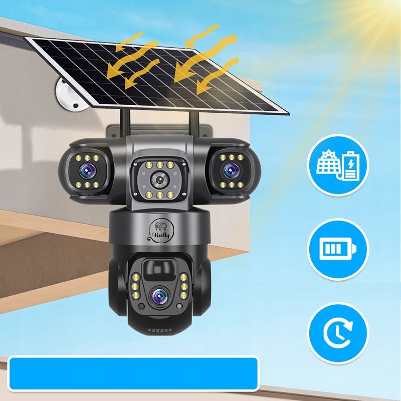 SOLAR CAMERA 4G OUTDOOR THREE HD LENSES 3X3MP CARD SIM LTE HEELLY Kind internal external