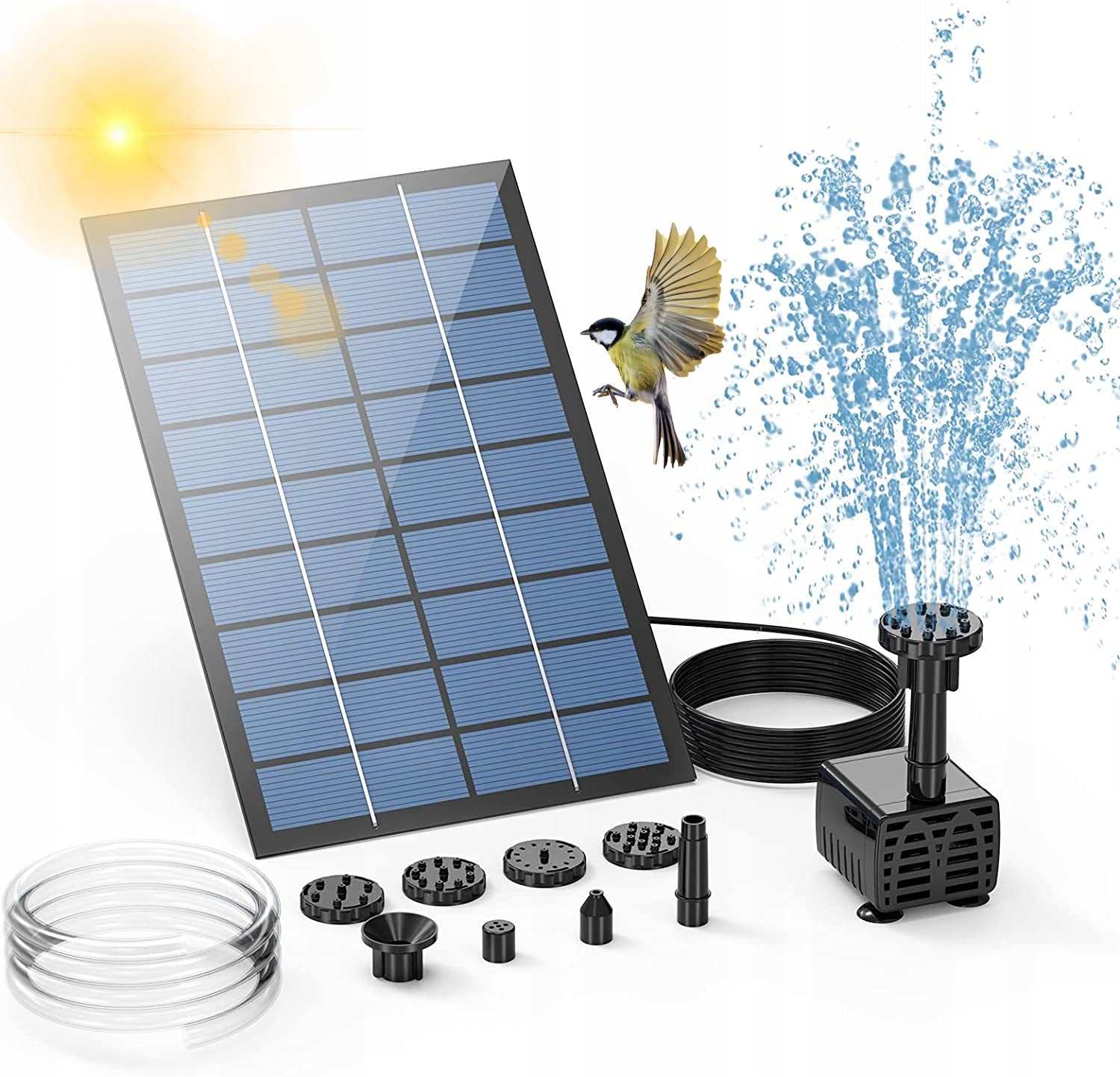 SOLAR FOUNTAIN GARDEN PUMP WITH SOLAR PANEL 8 NOZZLES190L/H