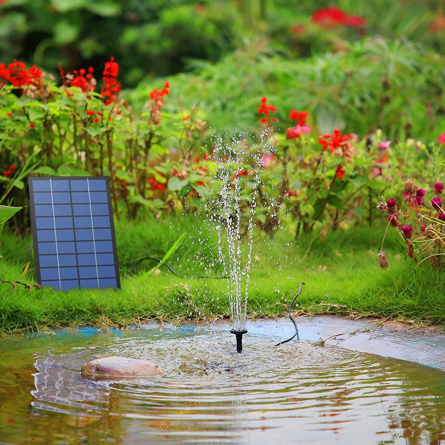 SOLAR FOUNTAIN PUMP SET OF 8 NOZZLES 190L/H FOR POND Pump capacity l/h 501 - 1000 l/h